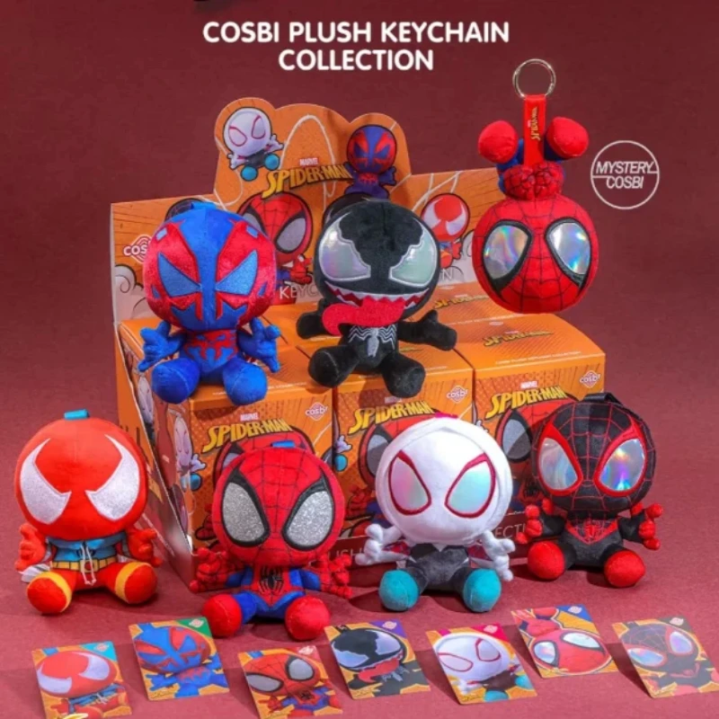 Autentici Hottoys Spider-Man Cosbi Blind Box Peluche Portachiavi Regalo Desktop Raccolto Mistero Trendy Surprise Regali per bambini