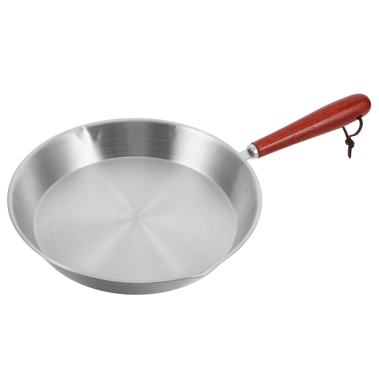 

Stainless Steel Flat Frying Pan Nonstick Skillet Wood Handle Pancake Omelette Pan Breakfast Cooking Induction Stove Compatible