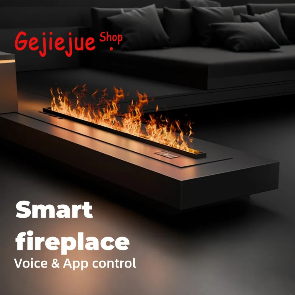 Camino con nebbia per casa intelligente, pannello APP/vocale, senza fumo/senza fumi, umidificatore, colore fiamma/luminosità regolabile, blocco bambini e realistico