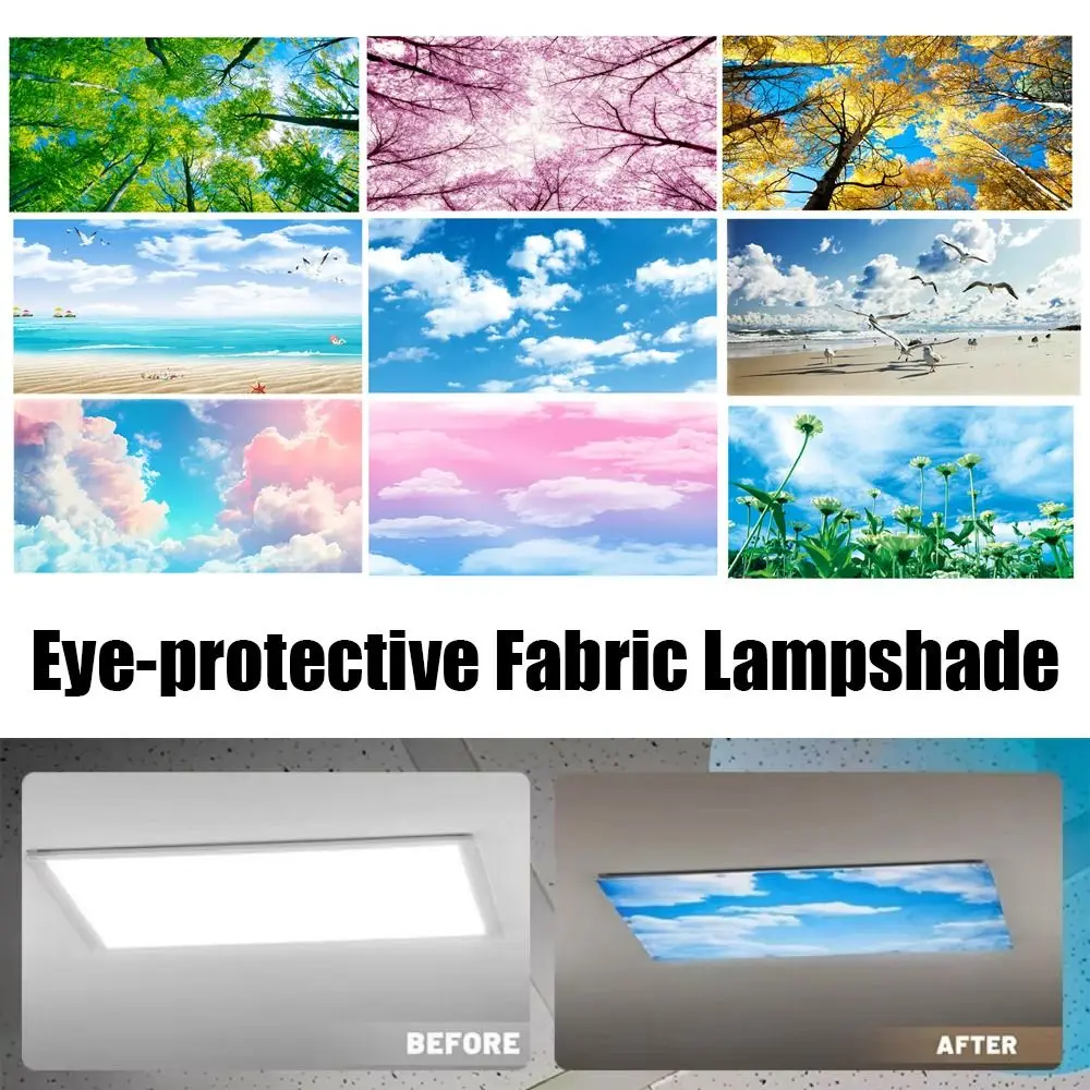 120*60cm Lampshade 15 Styles Anti-glare Magnetic Light Filters with 10 Magnetic Buckles Cloud Fabric Lampshade Home