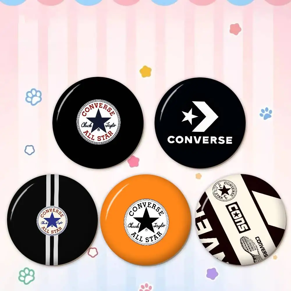 C-CONVERSE Fashion Soft Button Pin Round Metal Badge Lapel Pin Parts Gift Friends Kid Jewelry