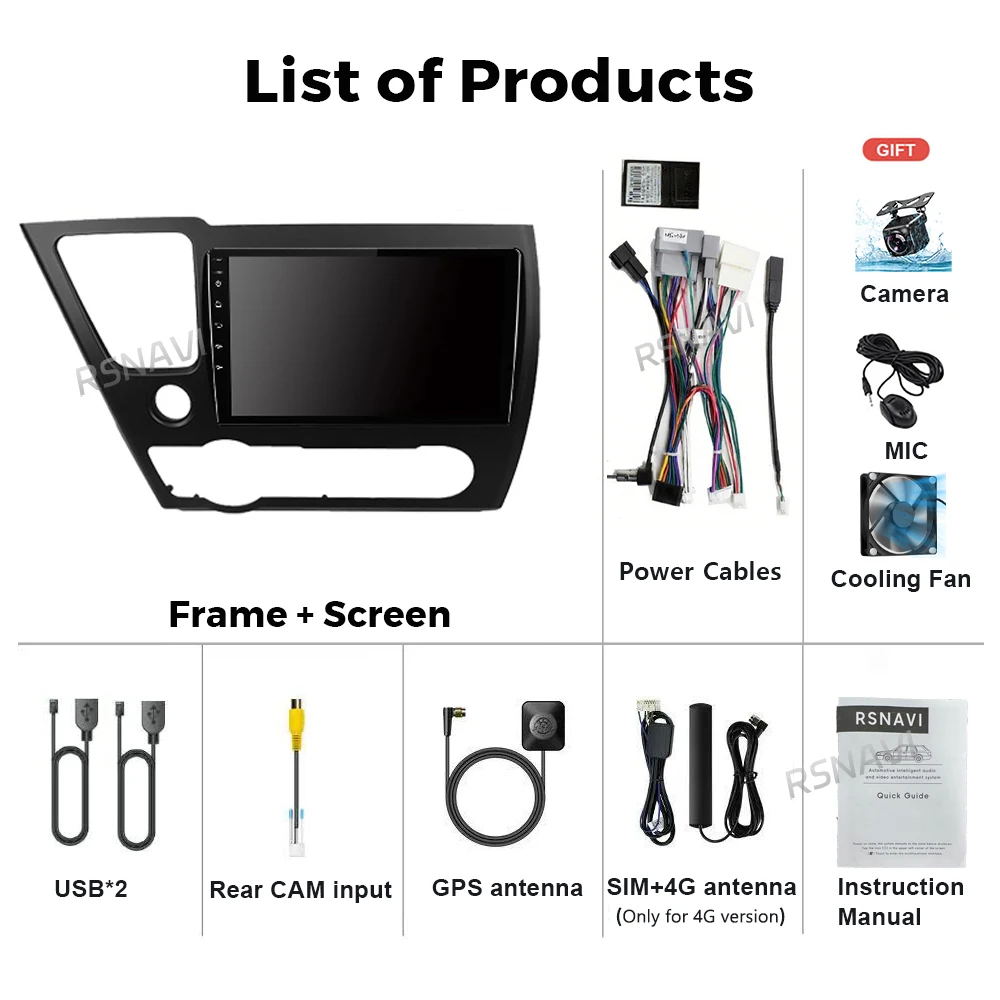 Android 16 Multimedia Player For Honda Civic 9 9th US Sender Coupe Car Radio 2k Screen Navigation GPS Carplay Stereo Head Unit