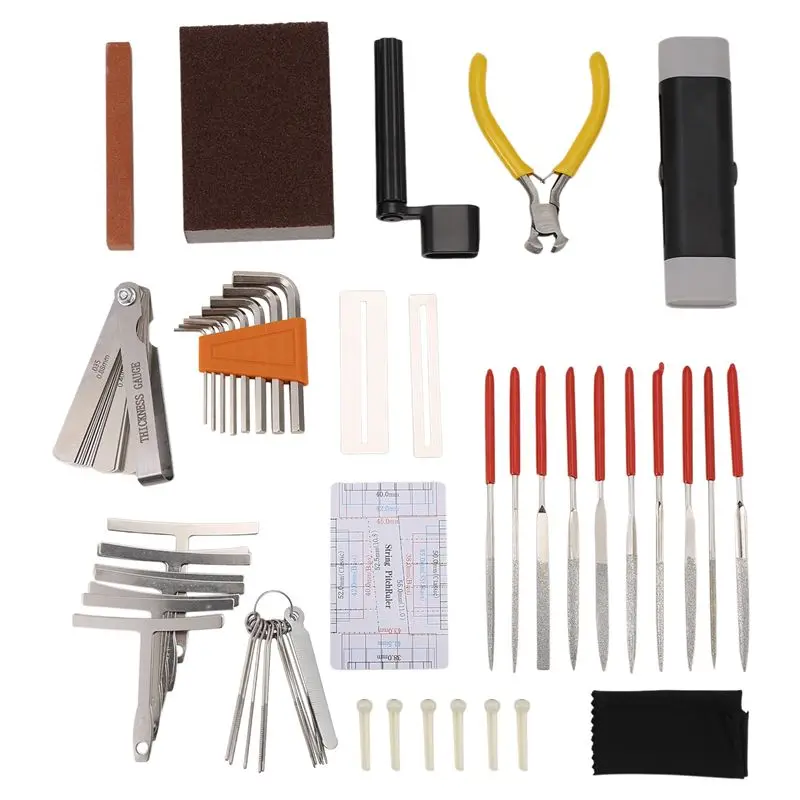 

Набор инструментов для ремонта и обслуживания гитар ABKV-45Pcs с сумкой для переноски, большой набор инструментов для ухода за акустическими и электрогитарами