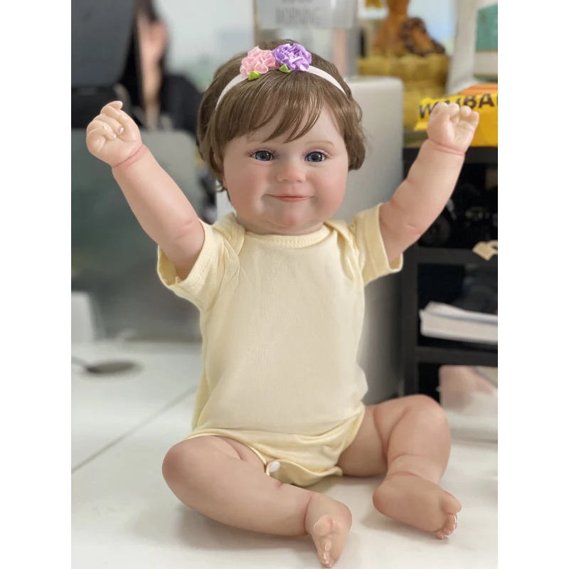 Maddie-muñecas de bebé recién nacido, cuerpo de silicona completo/cuerpo de tela, pelo enraizado a mano, piel 3D, múltiples capas, venas visibles, 48cm