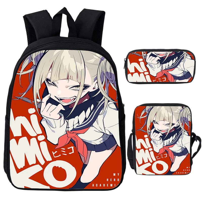 My Hero Academia Anime School Bag Set para crianças, Boku No Bookbag para crianças, mochila para meninos, 3pcs