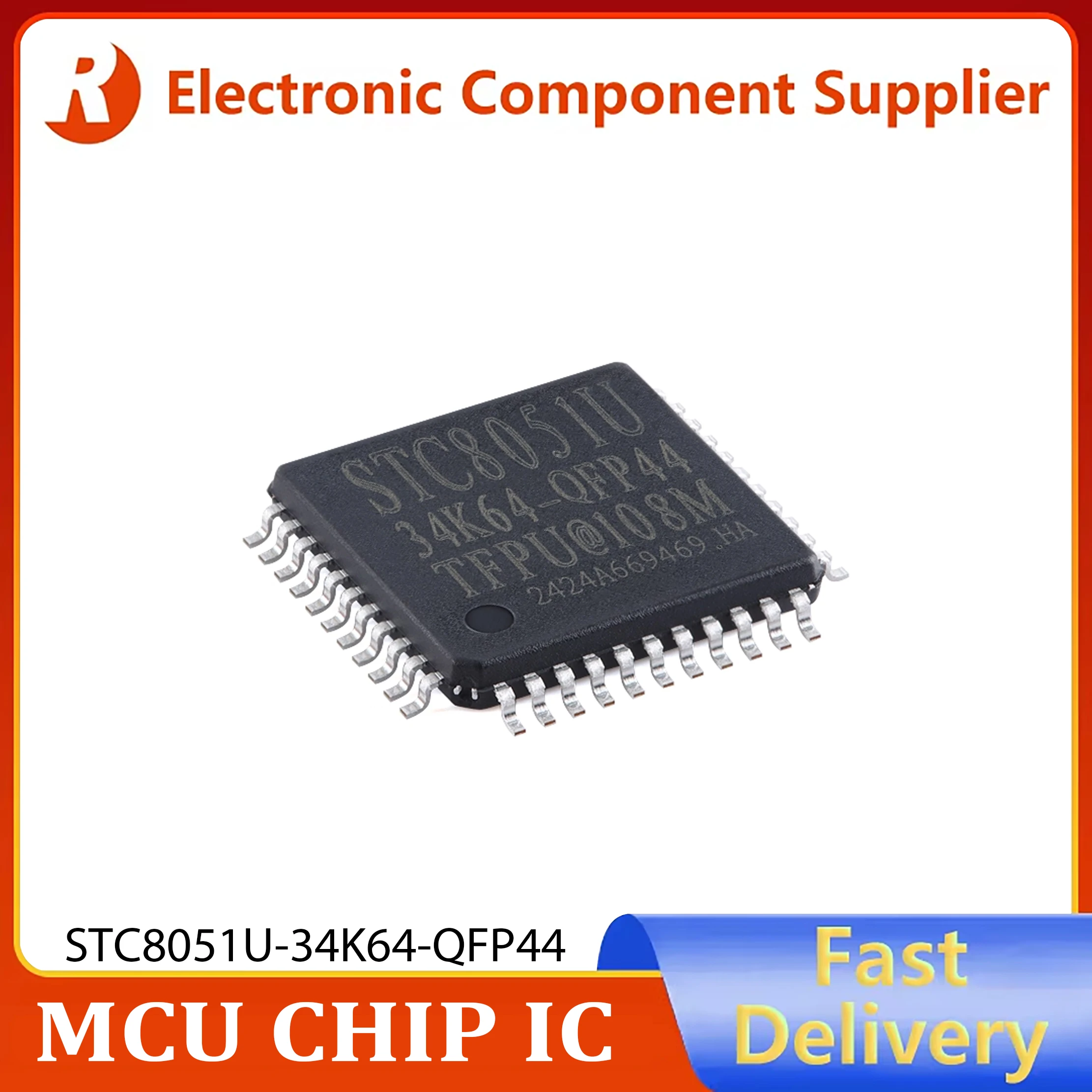 2pcs Genuine STC8051U-34K64-QFP44 32-bit 8051 core (1T) microprocessor microcontroller chip in stock