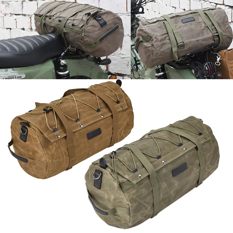 

Motorcycle Seat Saddle Bag Tail Bag Canvas Backpack Motorcycle Accessories For Mens Travel Hiking Climbing Riding Cycling