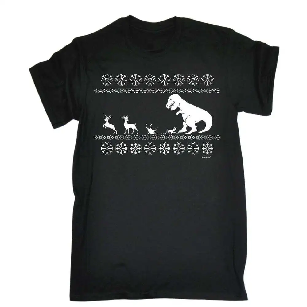 Holiday LUNCH T-Rex - Xmas Dinosaur Gift for Men  High Quality 100%Cotton Short Sleeve