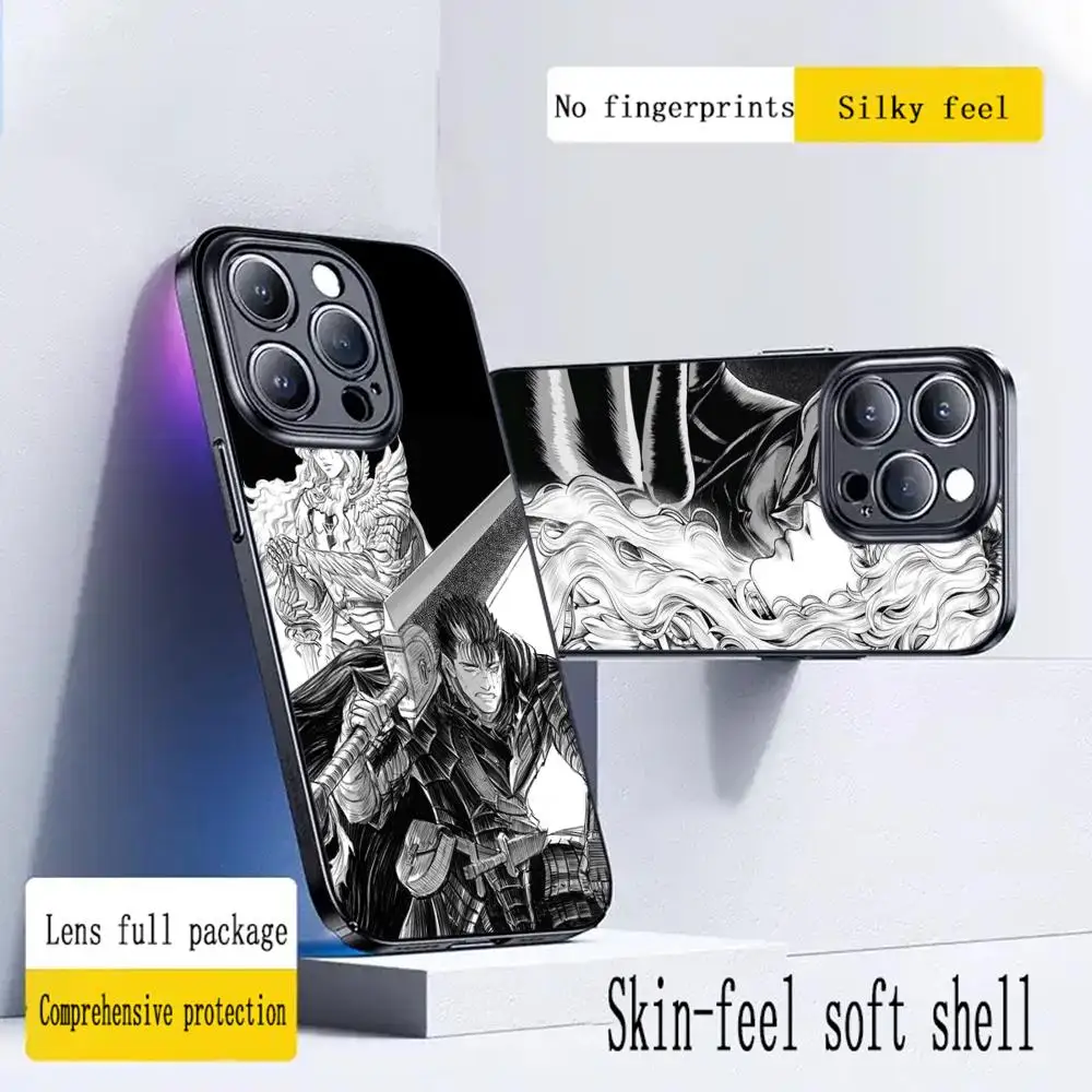 Griffith anime man cool design Phone Case For iPhone 16 16e 15 14 13 12 11 Plus Mini Pro Max Soft black Shockproof Cover - view 4