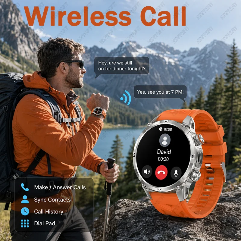 2026 new 1400mAh ultra longstandbysmartwatch,designed specifically for outdooradventure sports,wirelesscommunication,and compass