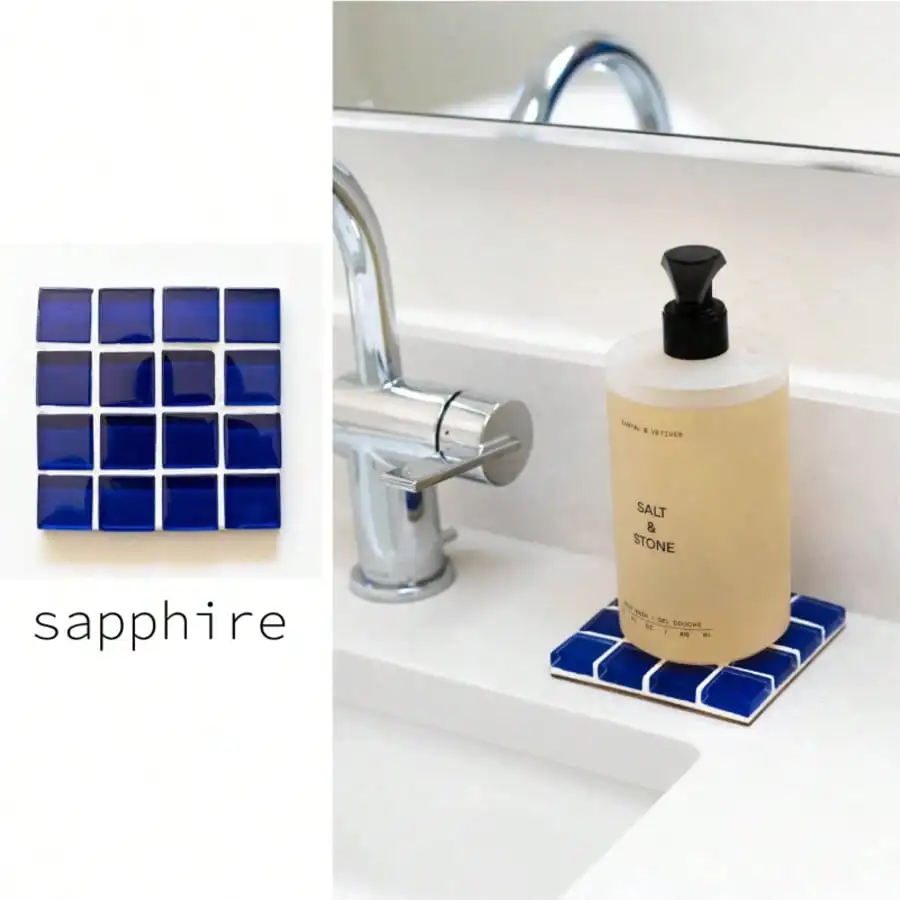 3 in 1 Colorful Mosaic Glass Set Tile Beverage Coasters Vibrant Home Decor Gift for Office Desk Bar Handmade Drink Cup Coaster