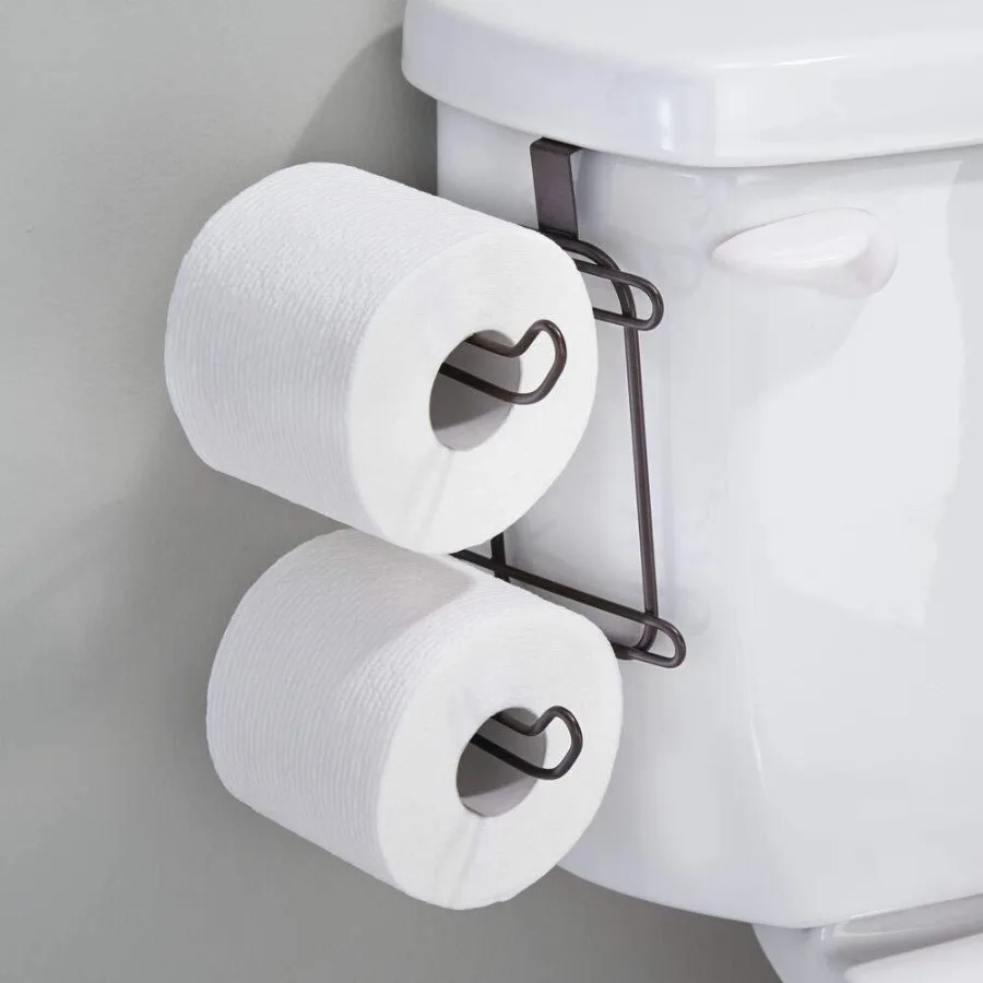 2 Layer Toilet Paper Holder Bathroom Storage Roll Rack Hanging Door Back Towel Bar Drawer Back Hooks Kitchen Hanger