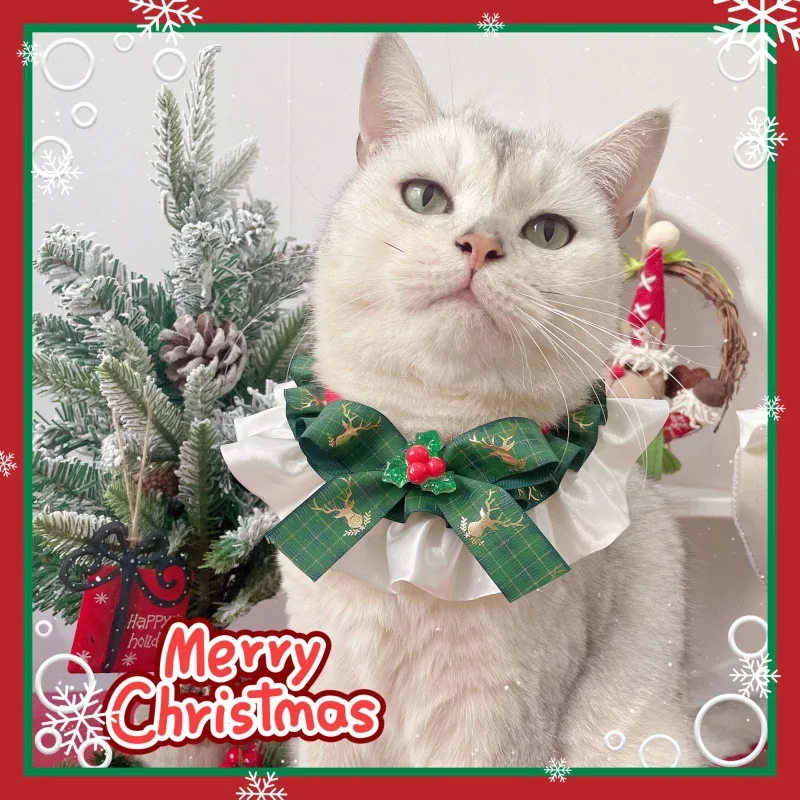 New Pet Christmas Scarf Cat Dog Bow Collar Christmas Bow Tie Costume Neck