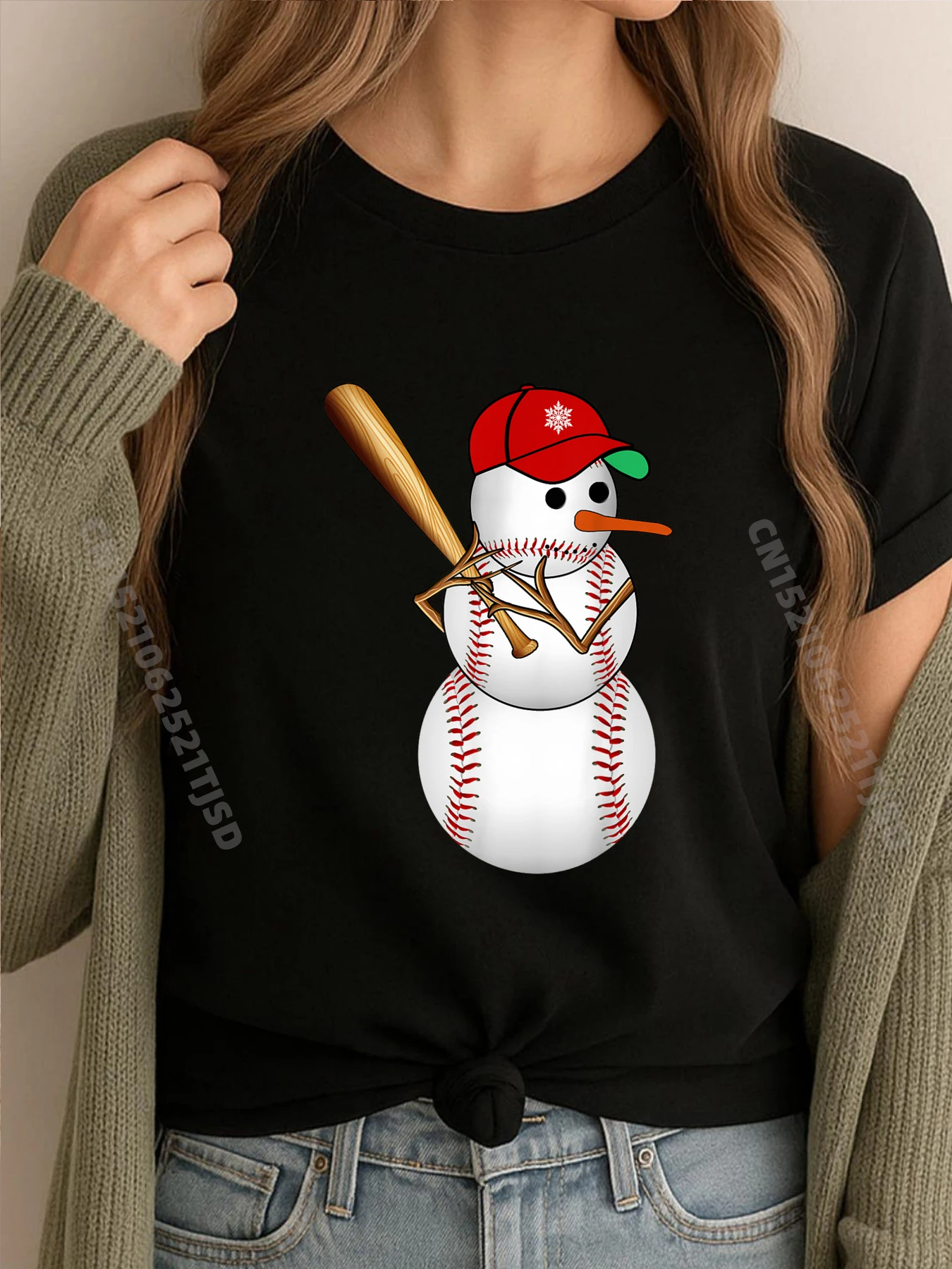 

Бейсбол Снеговик Мячи Снег Рождество Рождество Женская одежда Рождество