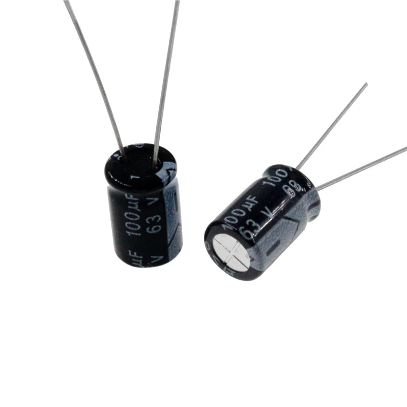 50 sztuk 100uF 63V 100MFD 63V aluminiowy kondensator elektrolityczny 8*12mm promieniowe 100mf63v 100uf63v 63v100mf 63v100uf