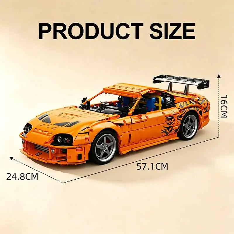 YC-23049 1:8 MOC Assembled Racing Car Building Blocks Bricks, DIY Mechanical Car Model, Collectible Display Decor & Gift