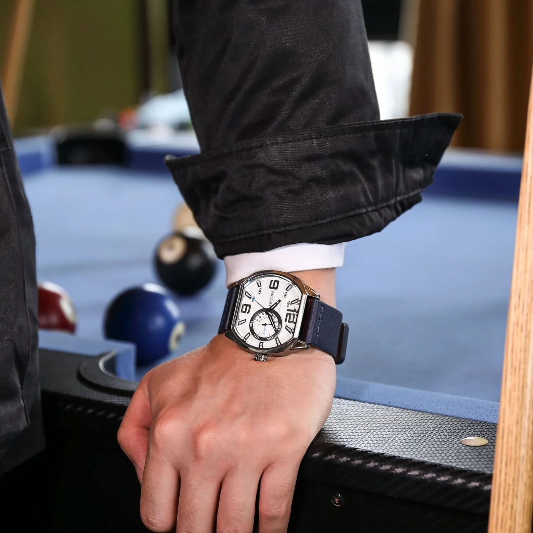 MEGIR-Montre Octogone en Cuir group pour Homme, Grand Cadran, dehors, Étanche, Shoous, Calendrier, Décontracté, Montres-Bracelets, Nouvelle Mode, 2201