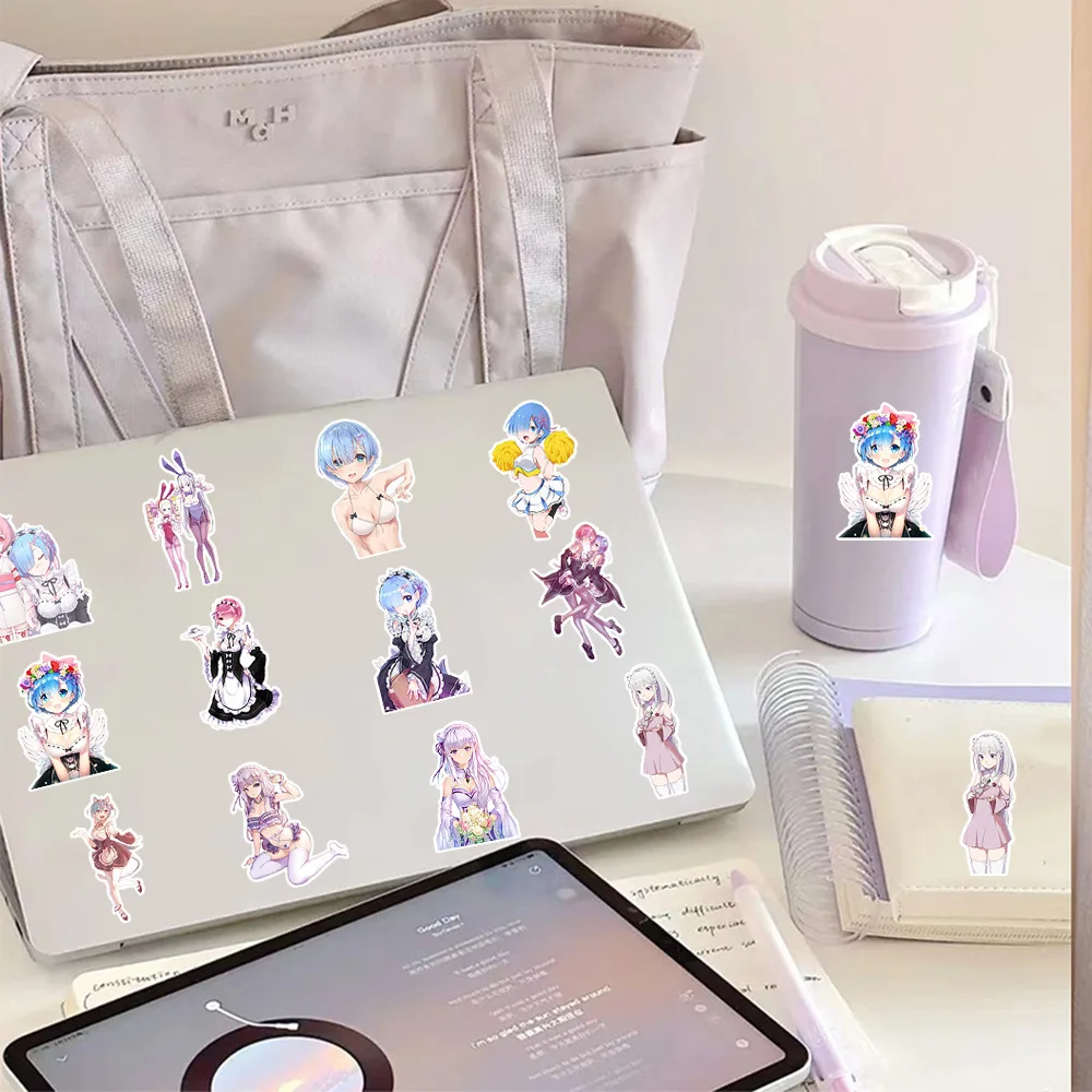 50PCS Re ZERO Starting Life in Another World Sticker Rem Ram Cartoon Decoration ACGN Anime Graffiti Laptop Guitar Car Bike Toys
