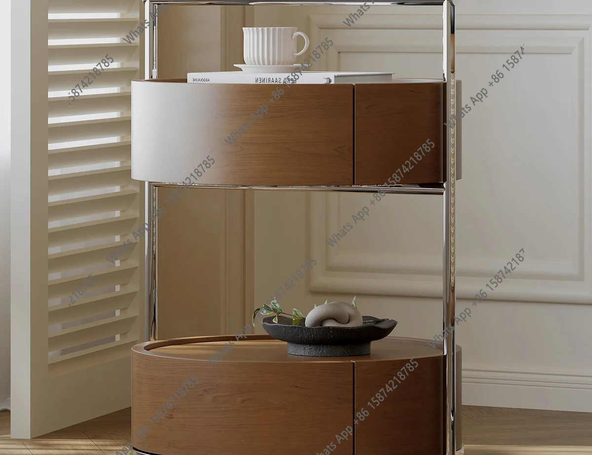 Bn Bedside Table With Wheels Movable Trolley Home Living Room Storage Coffee Table Retro Rack Corner Table