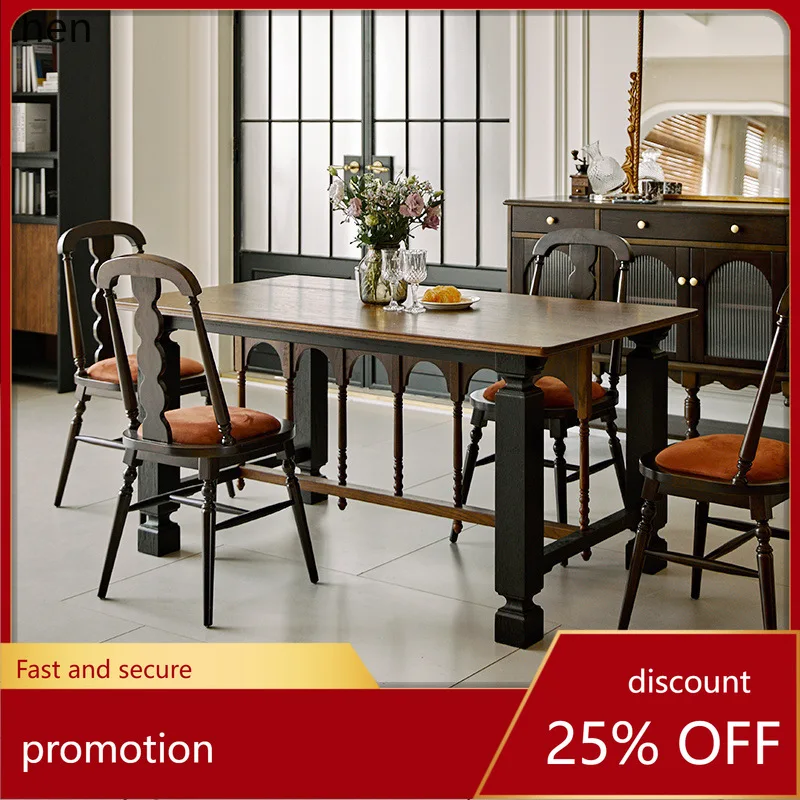 

ZML Solid Wood Dining Table and Chair Set Vintage Dining Table Restaurant Desk