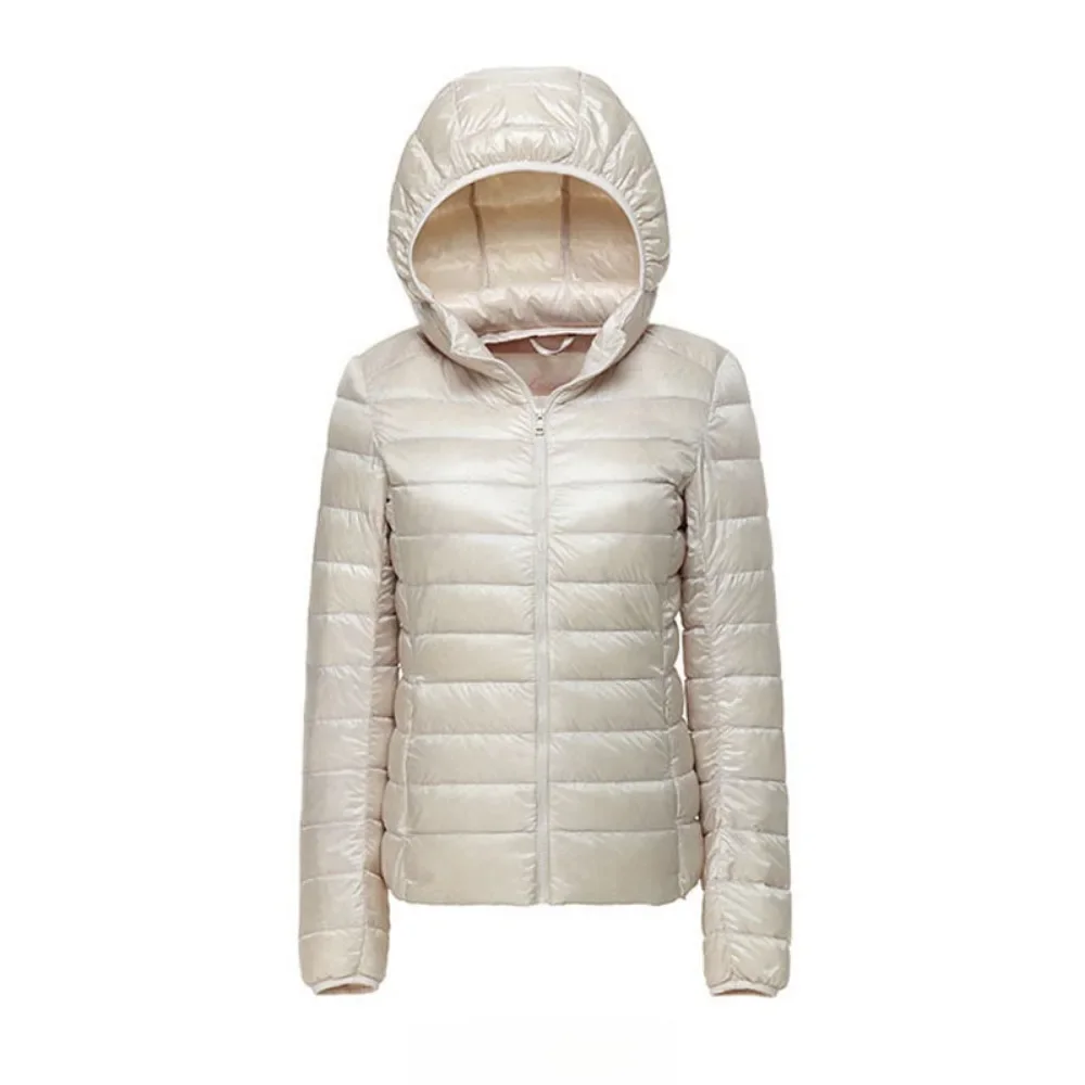 2023 Hooded Down Jacket Women Autumn Winter Ultralight Thin Keep Warm Puffer Jacket 90% White Duck Down Jackets Female Outwear