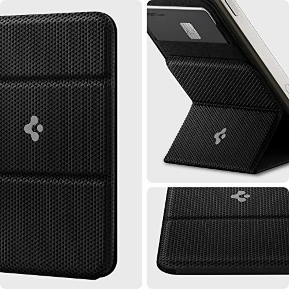 Spigen Leather Smart Fold voor MagSafe Kaarthouder voor iPhone 18 Pro Max 17 Pro 16 15 14 Plus 13 12 11 Vouwbare Beugel Kaarthouder