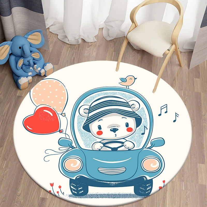 

Милый мультяшный коврик-подушка в виде животного, круглый напольный коврик для гостиной, игровой зоны, кемпинга/пикника, милый коврик-придверный коврик