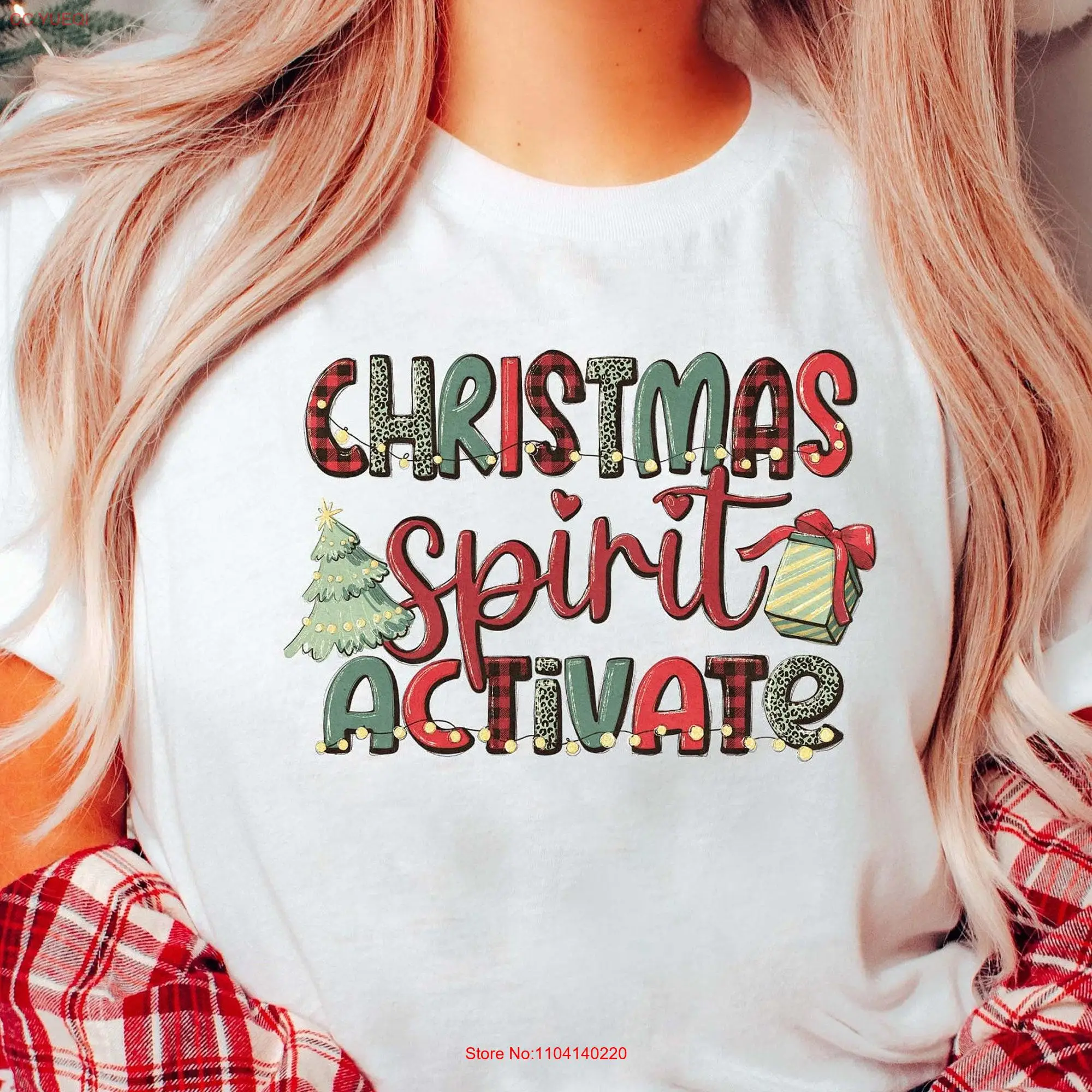 Christmas Spirit Activate T Shirt Xmas For Women Holiday s Merry Holy long or short sleeves