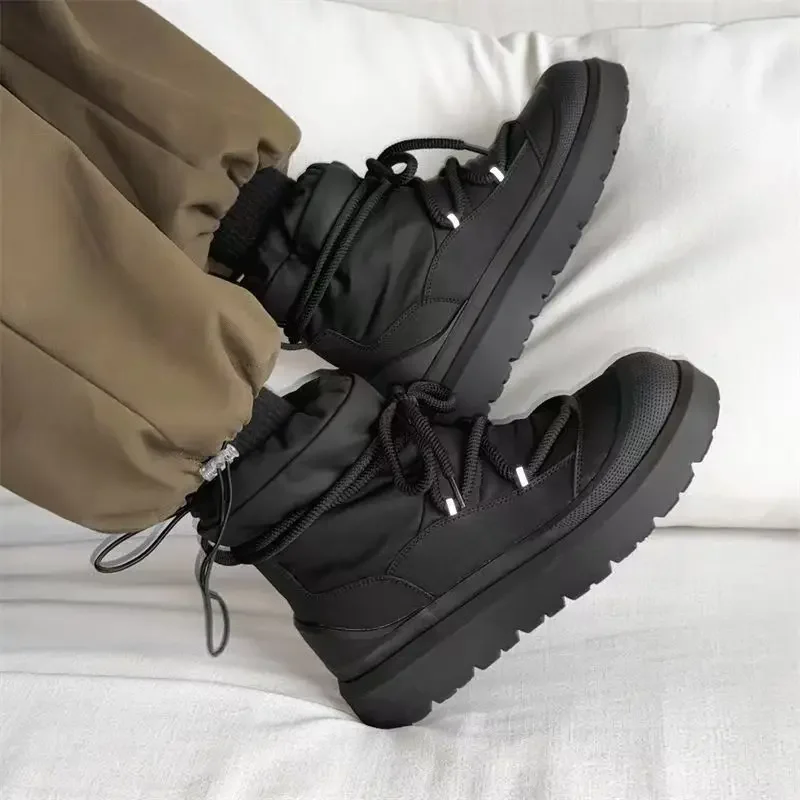 

Men's Snow Boots Thickened Casual Bakers Shoes Autumn and Winter Fur-Lined Thickened Warm Mid-Calf Cotton Shoes Zapatillas Male