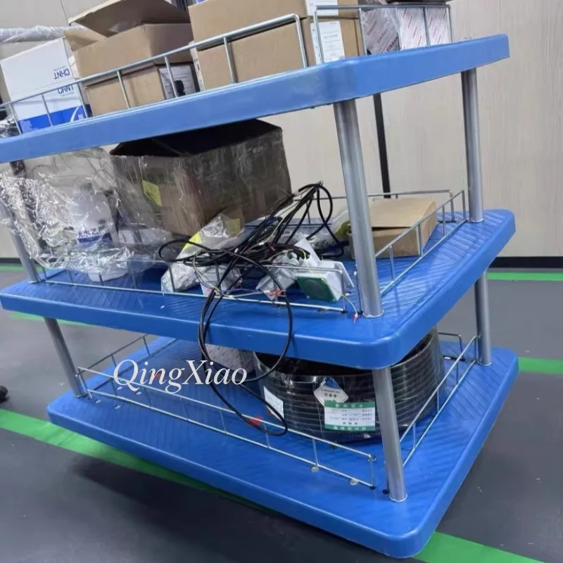 Three Layer Silent Flat Hand Trolley Surround Fence Multilayer Sorting Cart For Household Cargo Carrying Industrial Tool Storage