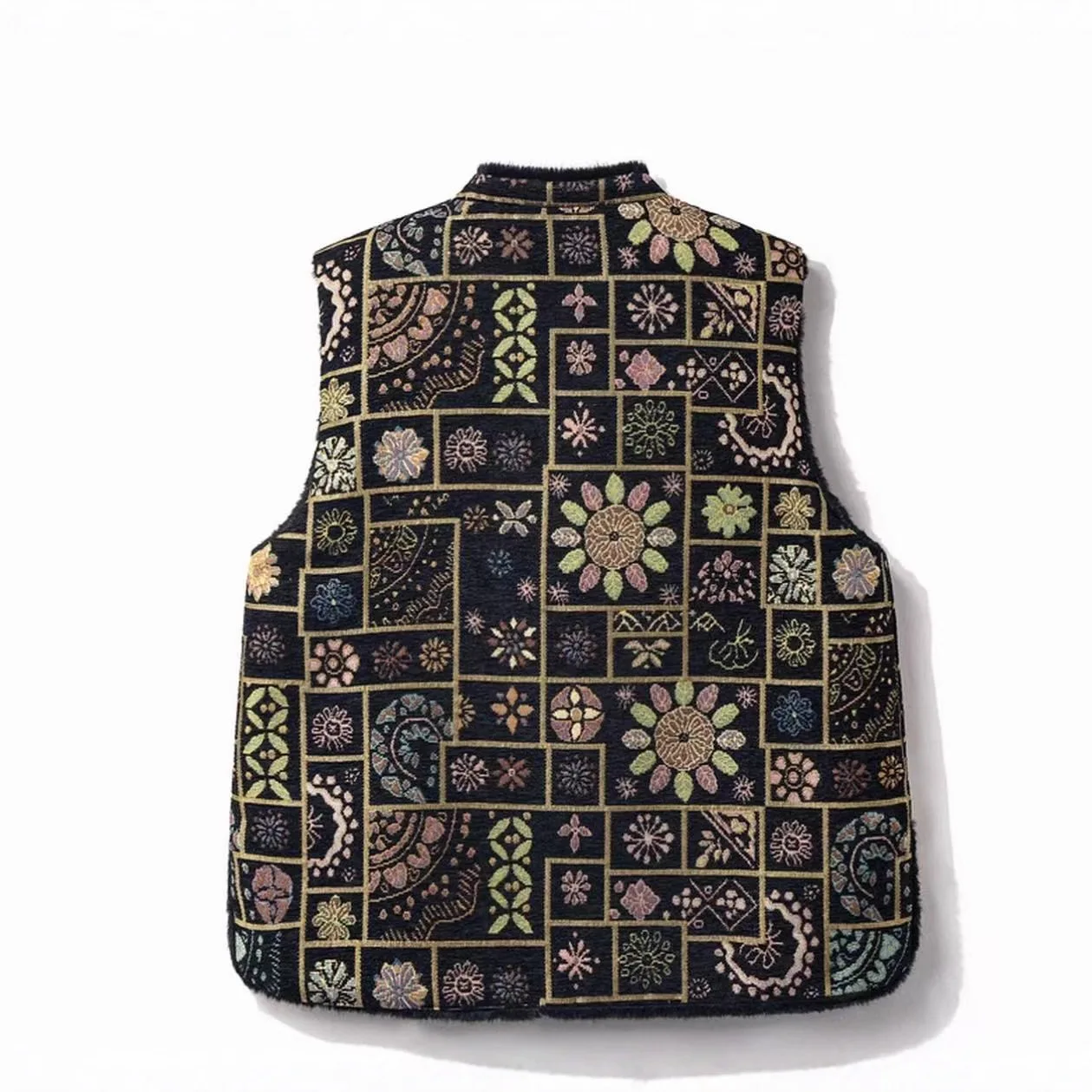 

Double-Sided Double Wear 2025 Winter New Snow Wool Brocade Flower Stitching Plush Vintage Waistcoat Vest