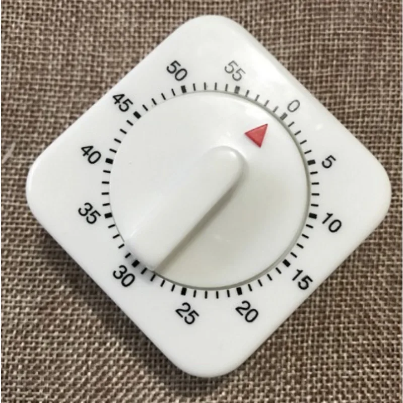 Small Square Mechanical Kitchen Countdown Timer 60 Minutes, Manual Timing Alarm Reminder Device for Cooking Baking Study