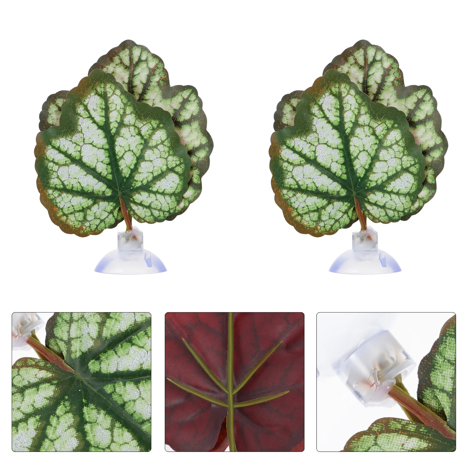

2pcs Aquarium Leaf Hammock Fish Tank Plant Bed For Betta Resting Spot Suction Cup Durable Safe Plastic Decorative Habitat Vivid