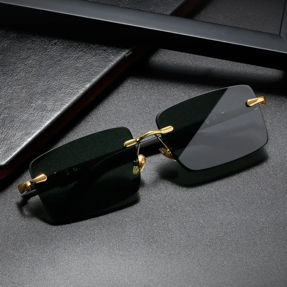 

Rimless Square Frame Eyeglasses Goggle High Definition Sunglasses for Men Ladies Blue Light Blocking Eye Fashion Eyewear
