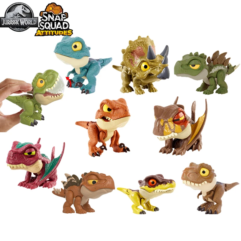 

Original Mattel Jurassic World Dinosaur Action Figure Snap Squad Attitudes Dinossauro Anime Figure Kids Boys Toys for Children