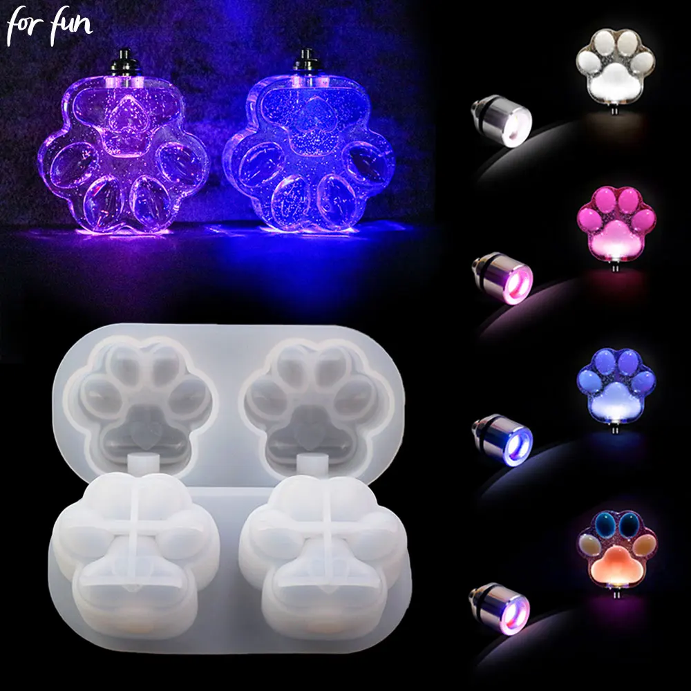 For Fun Cat Bear Paw LED Light Bulb Ornaments Epoxy Resin Mold Silicone Mold DIY Crafts Keychain Pendant Home Decorations