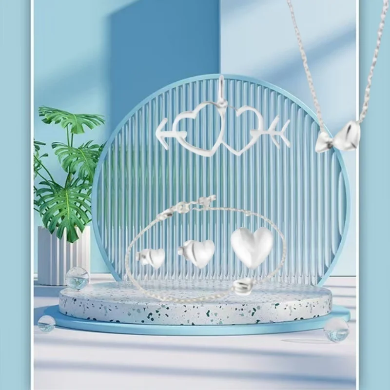 2025 Decoración de verano España joyería Original tallada pendientes en forma de corazón collar pulsera anillo combinación regalo de alta calidad