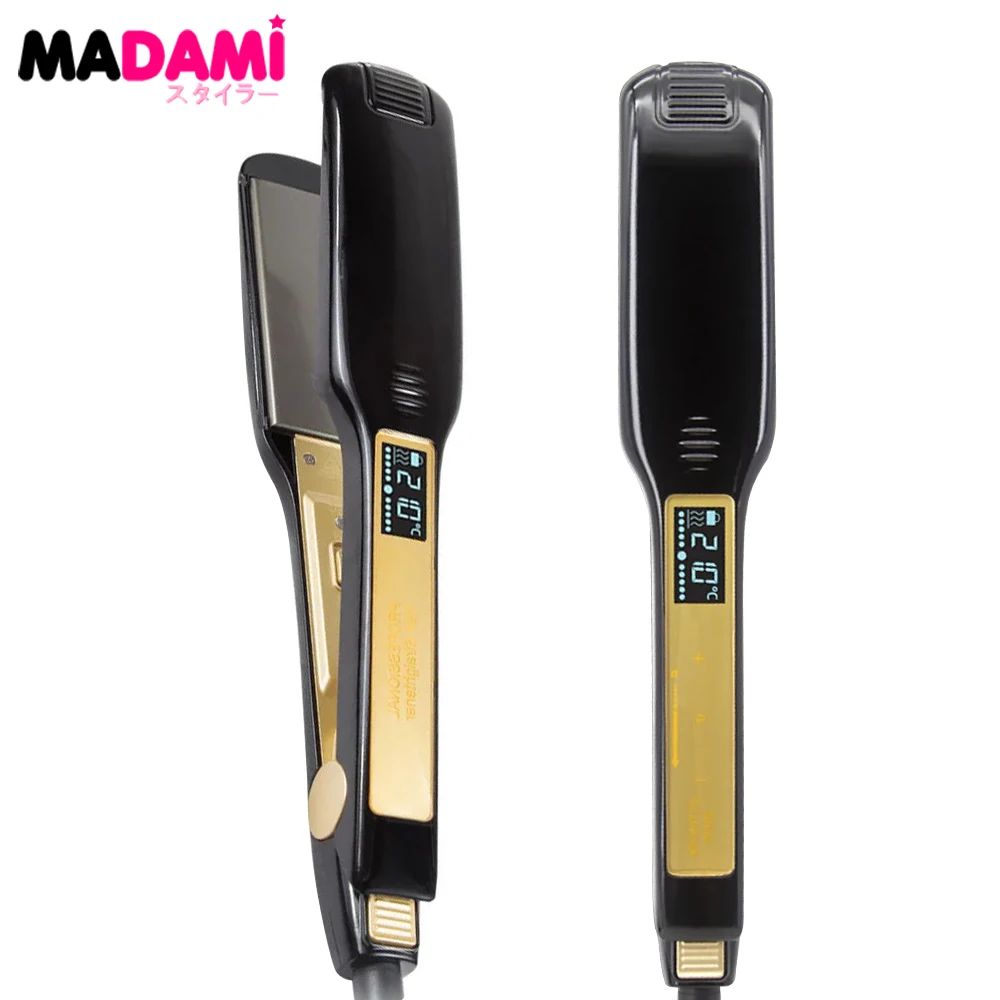 Titanium Hair Straightener Smart Touch Display LCD Dispaly Flat Irons Fast Warm-up Wide Plate Straightening Iron Dual Voltage