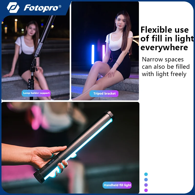 Fotopro FS15 RGB Tube Light batteria e magnete integrati con luce Video a LED a vite da 1/4 ''per l'illuminazione di prodotti fotografici da Studio