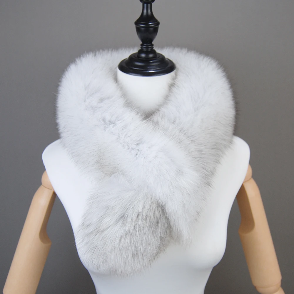 2024 New Style Real Fur Collar 100% High Quality Real Fox Fur Scarves Super Luxury Fashion Women Men Collar Real Fox Fur Scarf