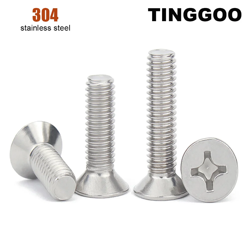 5/50pcs GB819 M1 M1.2 M1.4 M1.6 M2 M2.5 M3 M3.5 M4 M5 M6 M8 304 Stainless Steel Cross Phillips Flat Countersunk Head Screw Bolt