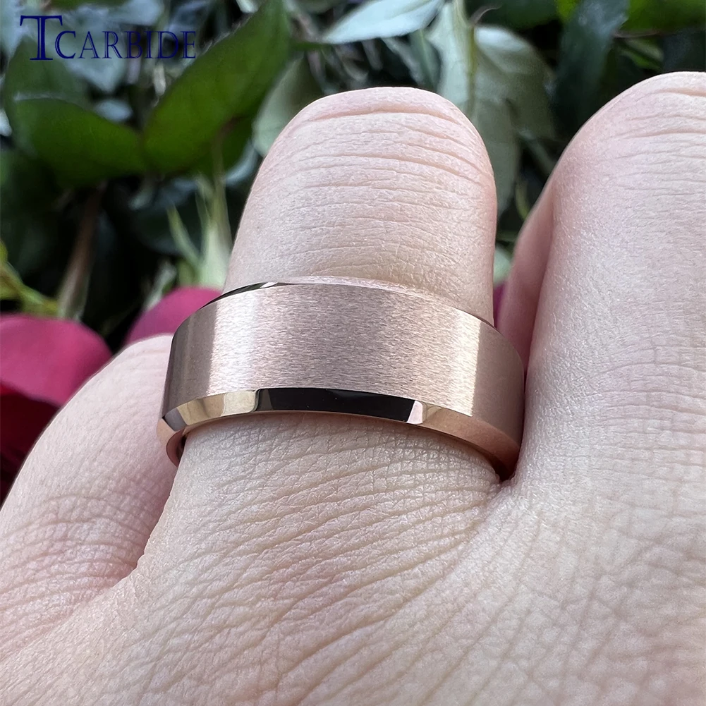 6mm 8mm Classic Tungsten Carbide Ring Men Women Wedding Band Beveled Satin Finish Daily Life Gift Jewelry