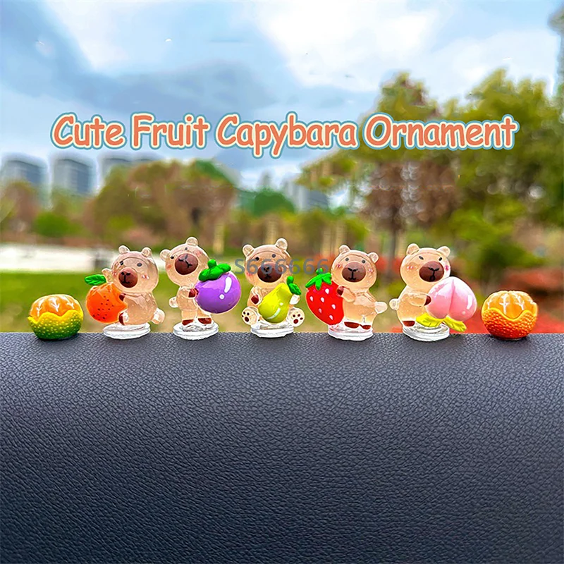 

5Pcs Cartoon Capybara Car Interior Auto Dashboard Doll Ornaments Kapibala Car Decoration Accessories
