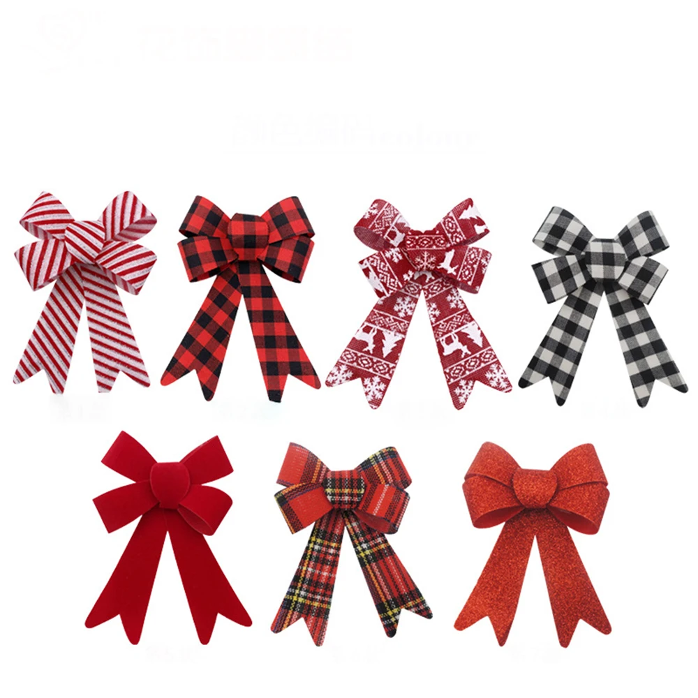 Christmas Tree Bow Ribbon With Candy Cane Stripe Pattern Holiday Decor Festive  Red And White Inspired Checkered Home Pendant