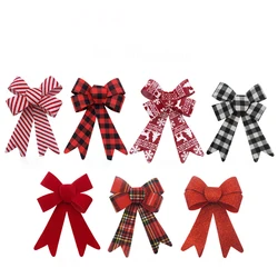 Christmas Tree Bow Ribbon With Candy Cane Stripe Pattern Holiday Decor Festive  Red And White Inspired Checkered Home Pendant