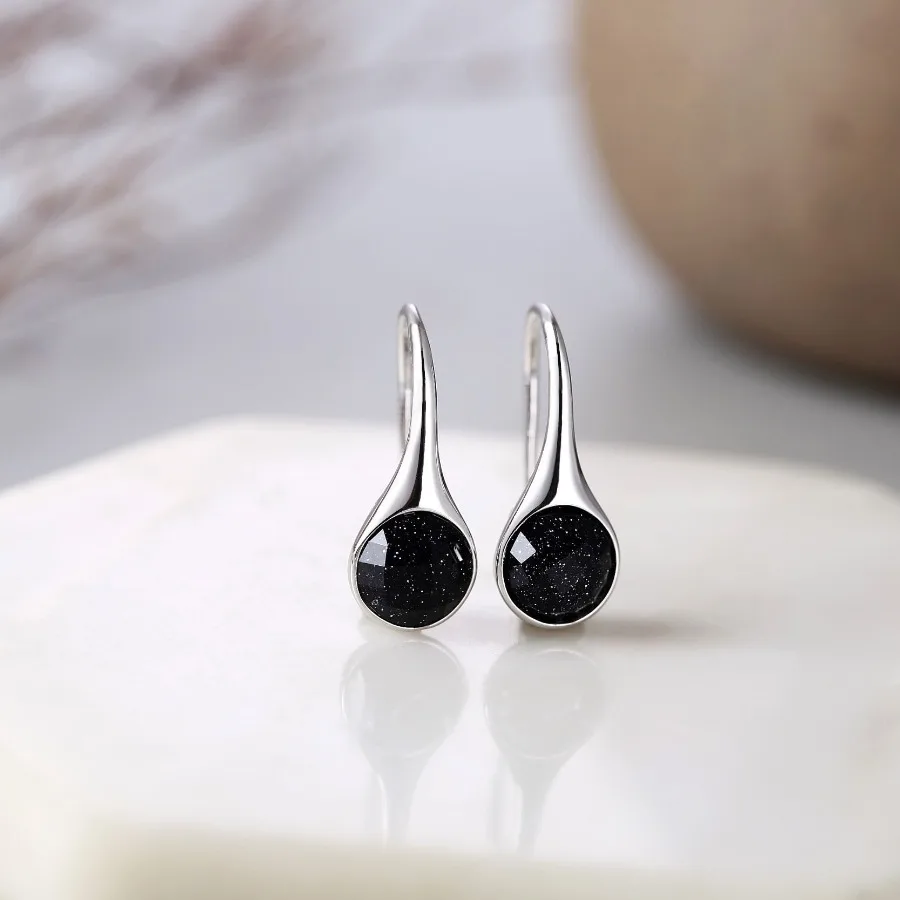 

Круглые серьги со звездой из серебристого и синего песчаника S925