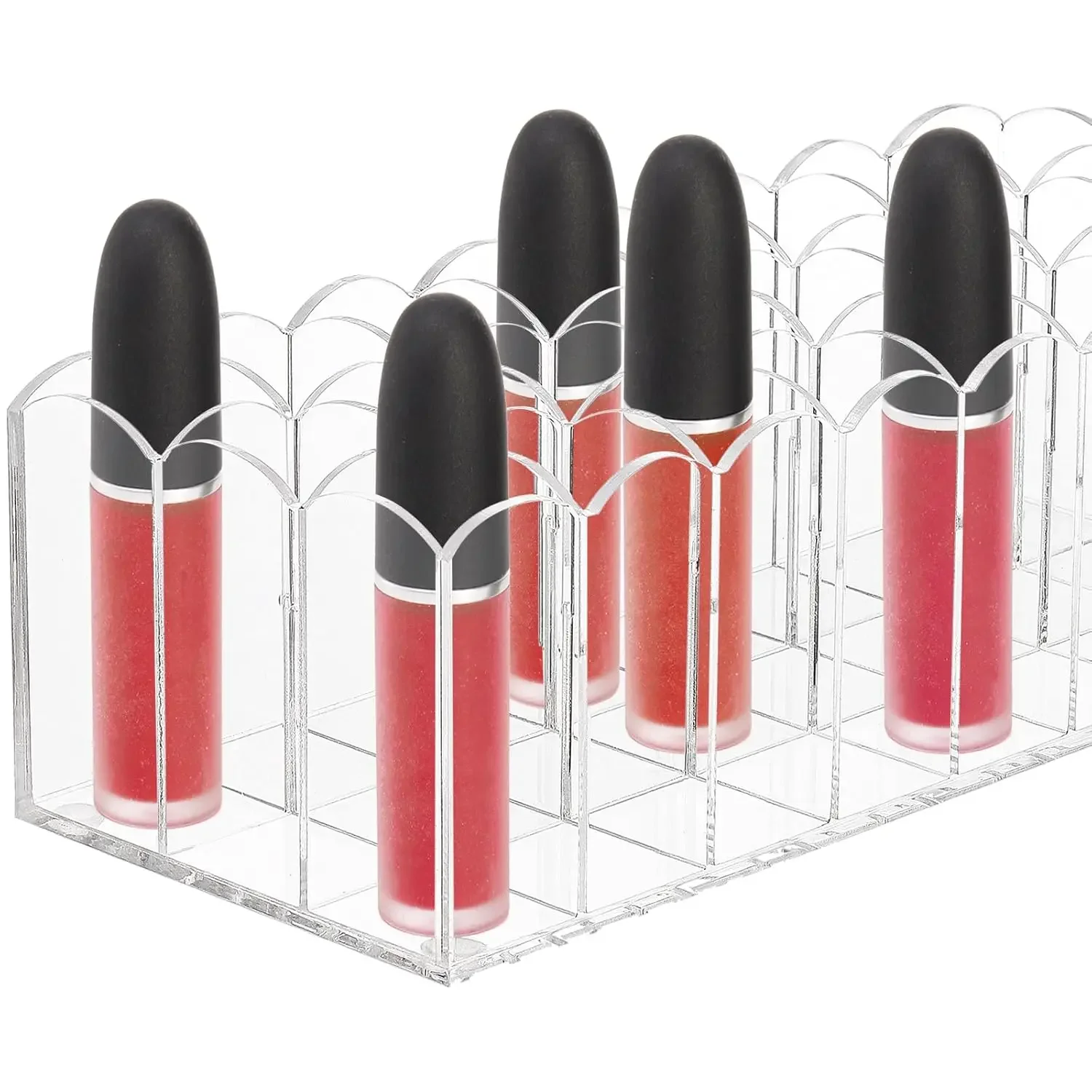 2 Pack Lip Gloss Holder Organizer, 24 Spaces Acrylic Lip Gloss & Makeup Holder, Lipgloss Display Case for Tall Products