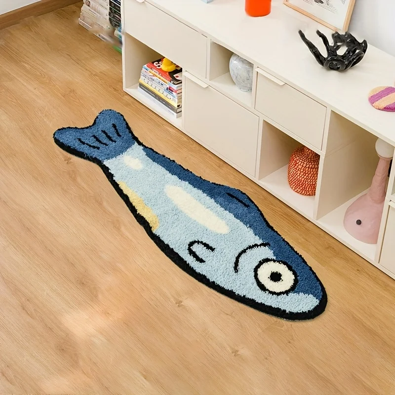 

Cartoon colorful fish Irregular Mat Artificial Cashmere Carpet Bathroom Water Absorption Non Slip Mat Foot Mat Entrance Mat Rug