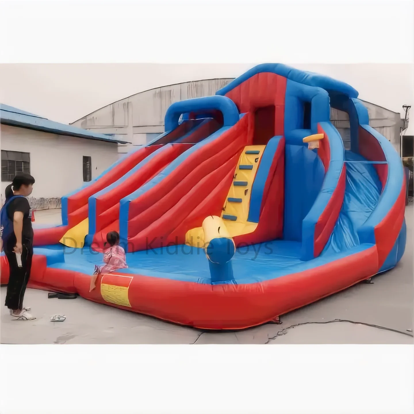 New commercial outdoor Inflatable wet and dry water slide at playground  inflatable slide with pool for kids