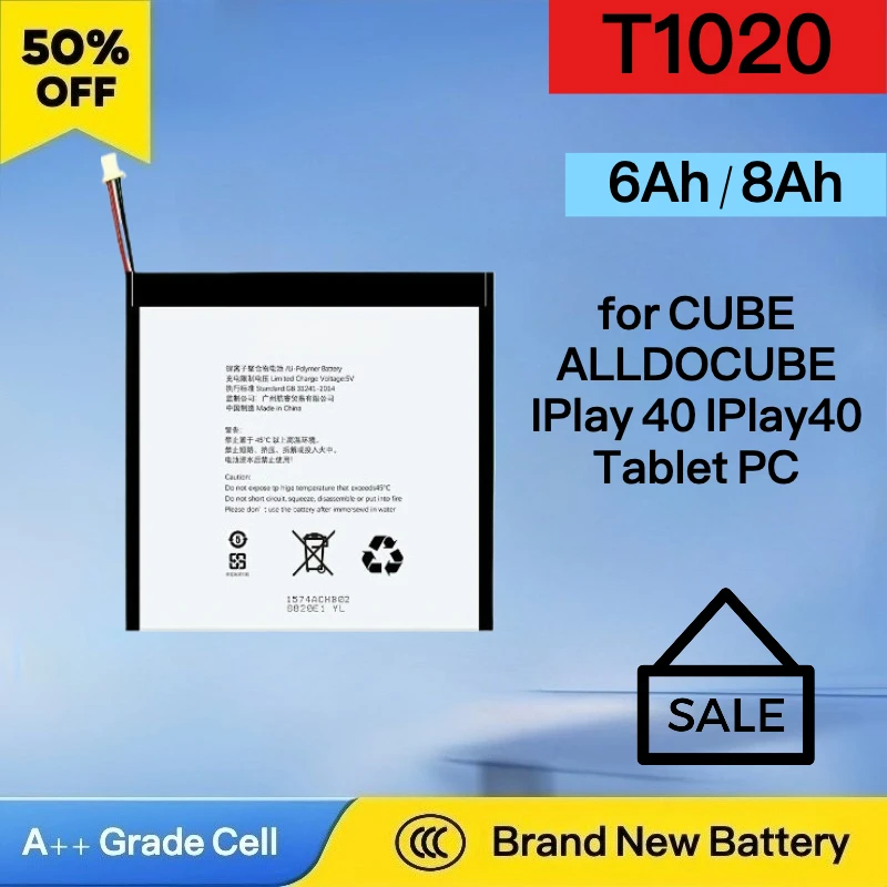 

Совершенно новый аккумулятор для ноутбука 6000 мАч 8000 мАч T1020 для CUBE ALLDOCUBE IPlay 40 IPlay40, высококачественная замена планшетного ПК